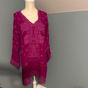 Johnny Was Fuchsia Embroidered Tunic